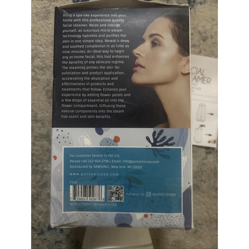 Pursonic Facial Steamer Moisturizing Hydrates Purifies Cleanses & Nourishes Skin